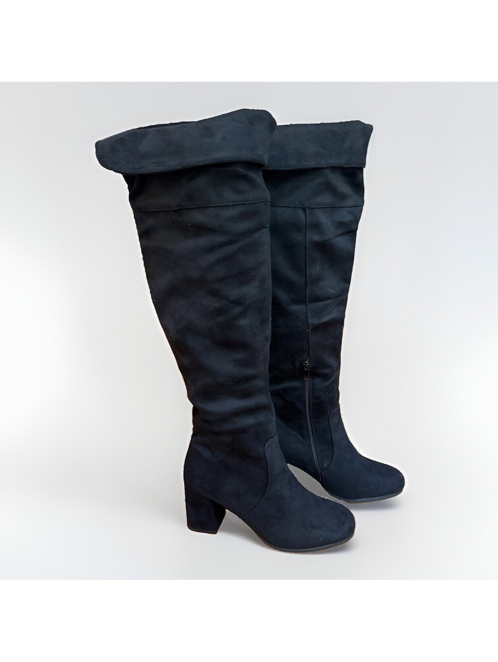 DREAM PAIRS Women's Knee High Stretch Black Faux Suede Boots Size 11 S1AFZFEC